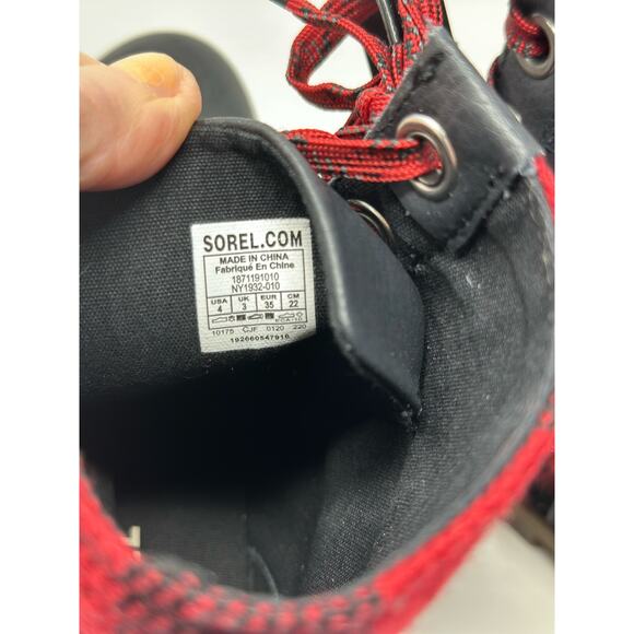 Sorel Youth Lexie Wedge Buffalo Check Plaid Ankle Boots Size 4 - Picture 5 of 5